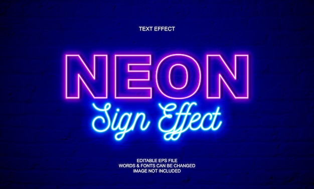 Vector neon sign text effect