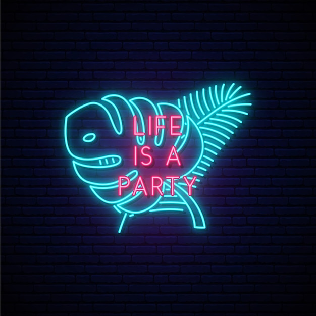 Vector neon signboard with glowing