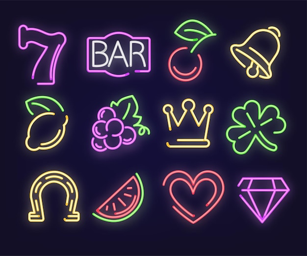 Neon signs glowing with colorful light illuminated signboards