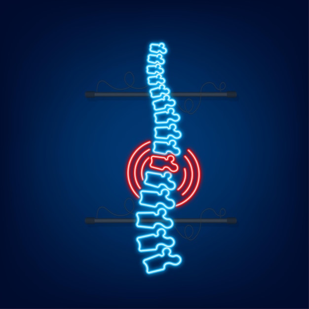 Neon spine human graphic icon. human anatomy. vector stock illustration.