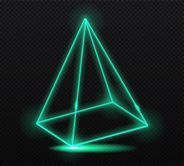 Neon square green pyramid rendering of volumetric geometric shapes glitter and futuristic and