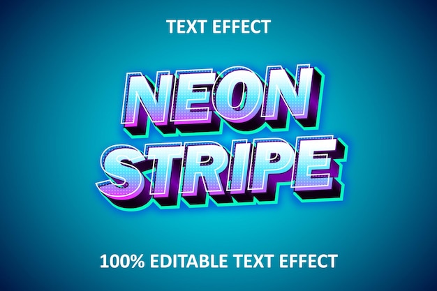 Neon stripe editable text effect purple blue