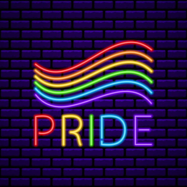 Vector neon stripes of rainbow lgbt pride flag