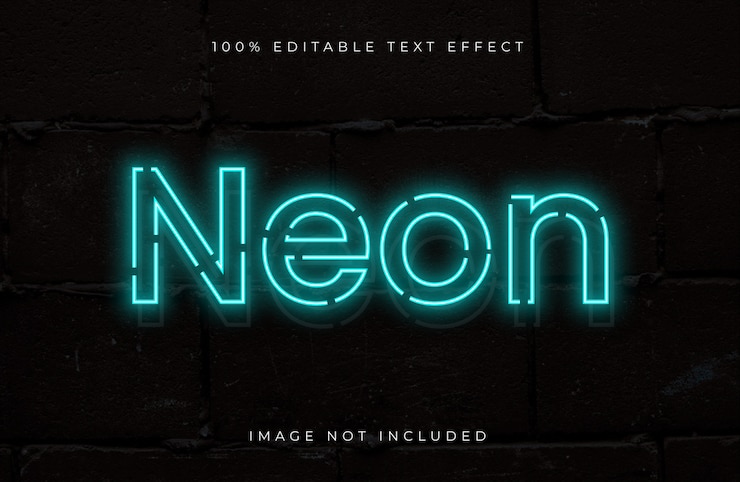Vector neon style editable text effect.light text effect