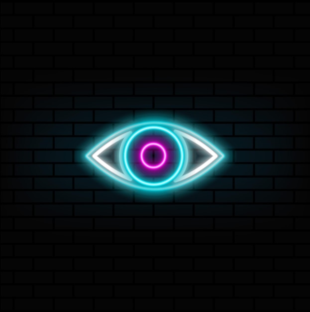 네온 스타일Eye 비전 아이콘Eye Care 로고 디자인 네온