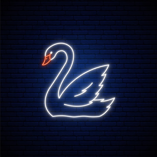 Neon Swan-pictogram Elegant wit zwaanembleem in neonstijl