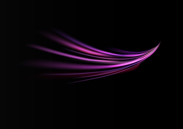 Neon swirl curve pink line light effect abstract ring background with glowing swirling background