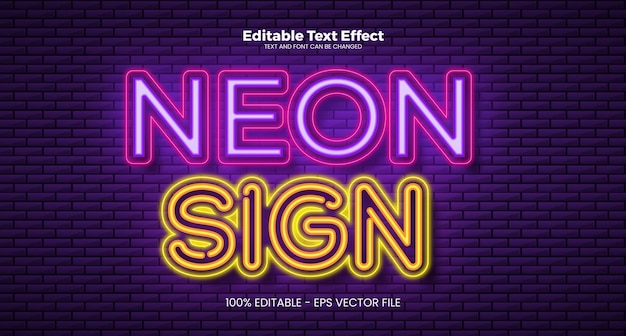 Neon teken bewerkbare tekst effect in moderne trend stijl