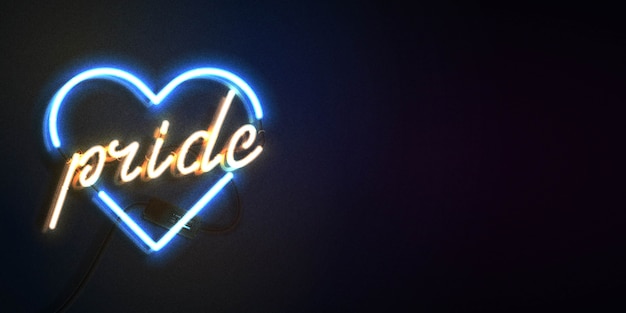 Neon teken van pride heart met kopie ruimte