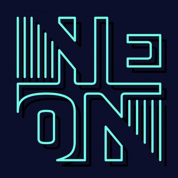 Neon tekst gloeiefect vlak ontwerp in cyan kleur stijl geïsoleerd op zwarte achtergrond