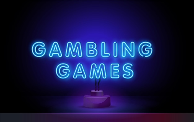 Neon tekst online casino gokken online casino in neon stijl vectorillustratie