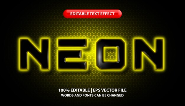 Neon text editable text effect style yellow neon light effect futuristic text style