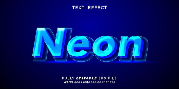 Neon text editable three dimension text effect 3d style