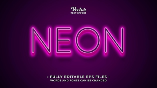 Vector neon text effect editable eps cc