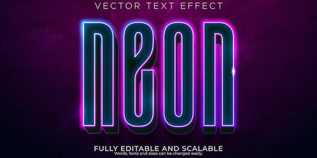 Vector neon text effect editable retro and glowing text stylex9