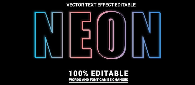 Vector neon text effect editable vector