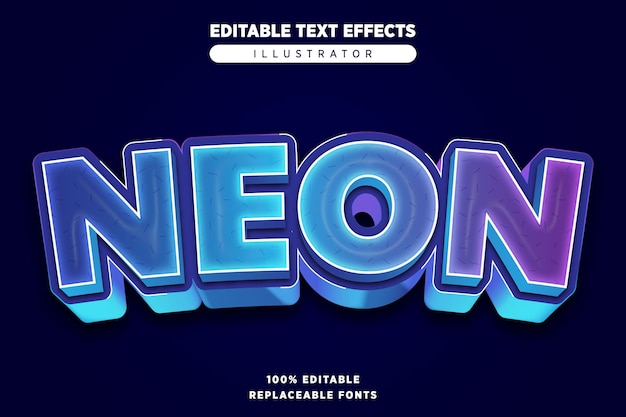 Vettore effetto testo al neon modificabile
