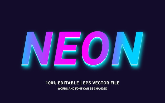 Vector neon text effect editable