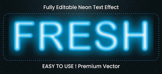 Neon text effect fully editable eps file Premium Vector