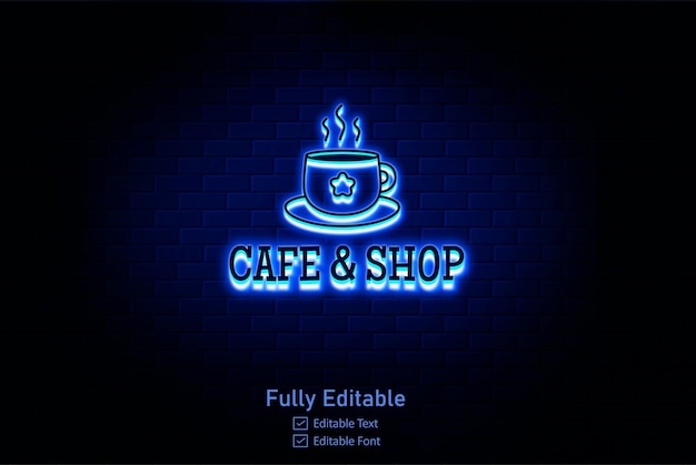 neon text effect for neon effect logo and neon light 
logo text style effect for cafe and restaurant