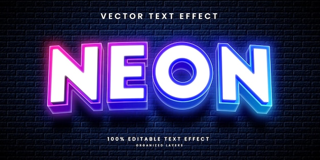 Вектор Неоновый текстовый эффект