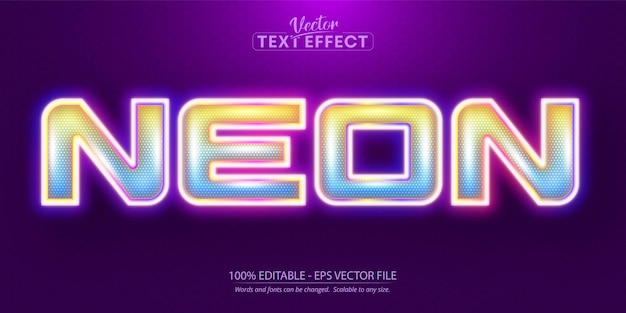 Neon text, neon style editable text effect