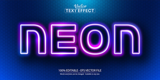 Neon text, neon style editable text effect