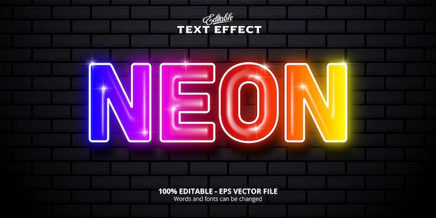 Neon  text neon style editable text effect