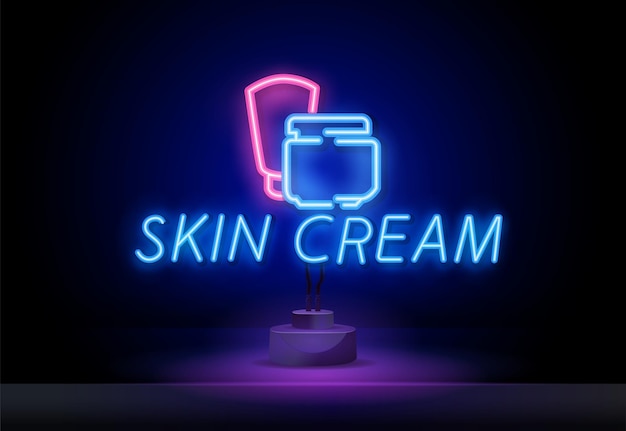 Vector neon text skin cream makeup beauty spa or skin care logo vector eps illustration element of design