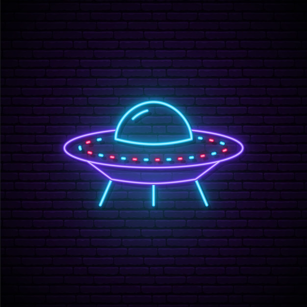 Vector neon ufo sign.