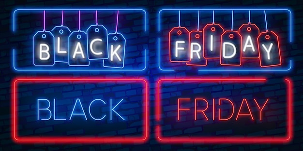 Neon uitverkoop. donkere achtergrond voor black friday-verkoop.