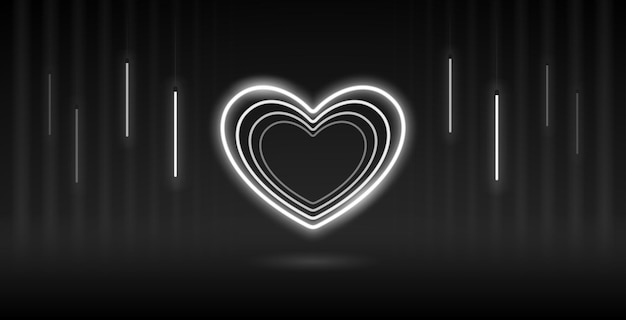 Vector neon valentines heart on dark background