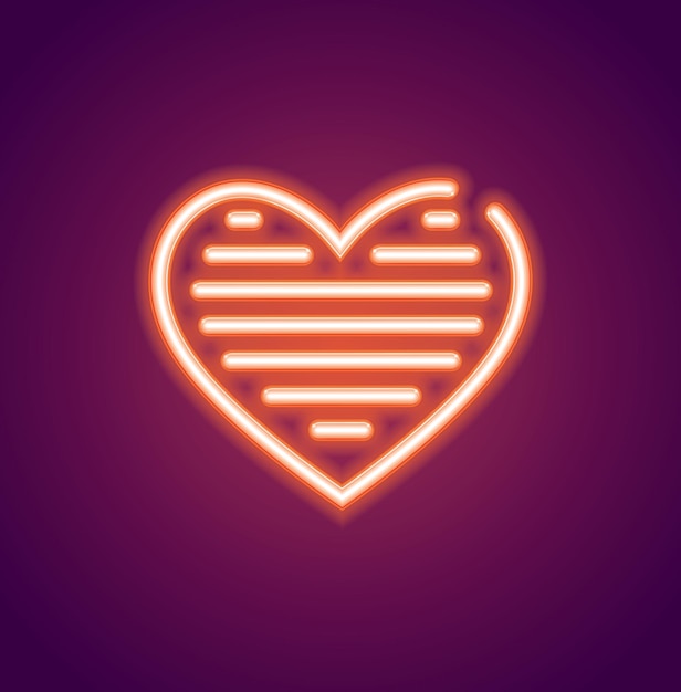 San valentino al neon a forma di cuore