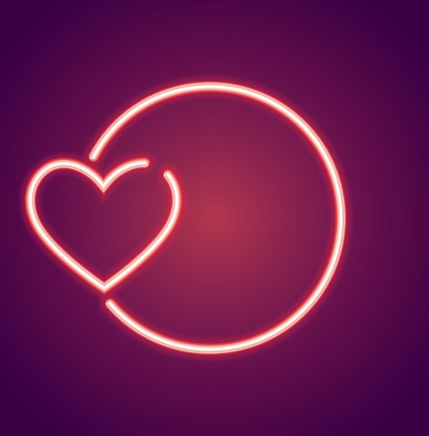 Neon valentines heart shape