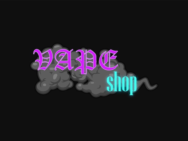 벡터 네온 vape 상점 로고 디자인