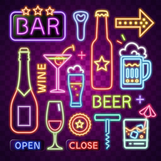 Neon vector of bar item.