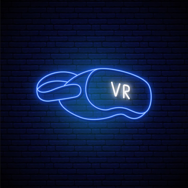 Vector neon vr glasses icon