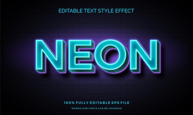 Neon wall sign text style effect. editable font