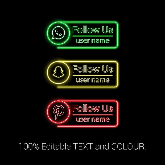 Neon whatsapp, snapchat and pinterest lower third.