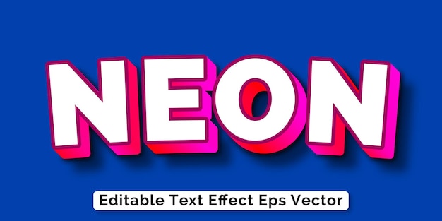 Vector neon white color editable 3d text effect eps vector