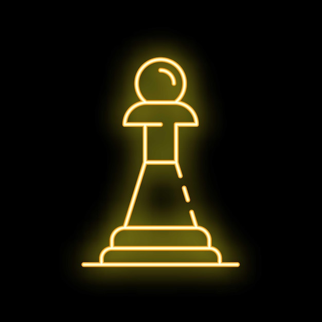 neon yellow chess pawn glowing on black background