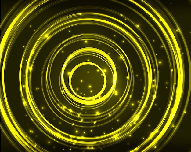 Neon yellow circles vector abstract pattern background