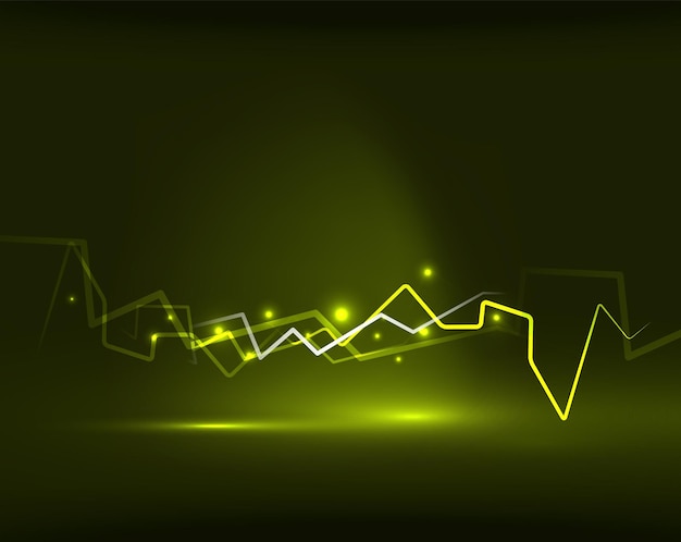 Neon yellow lightning vector background template