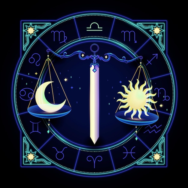 Neon zodiac sign of Libra