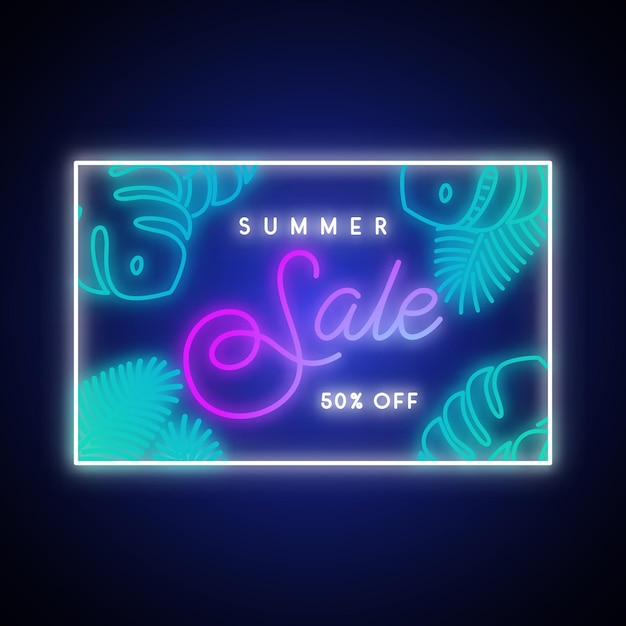 Vector neon zomer verkoop banner