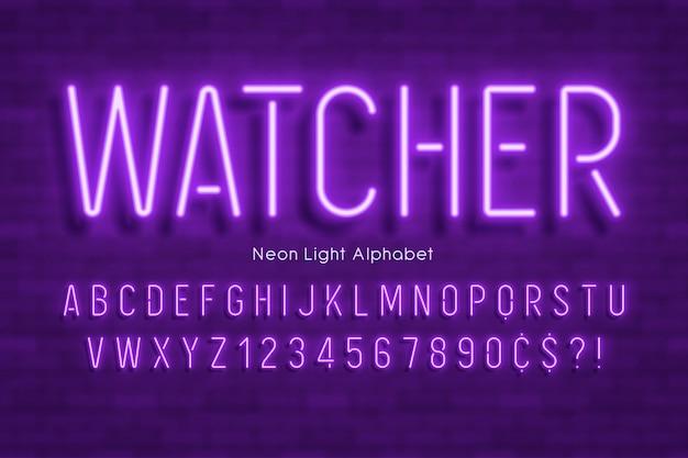 Vector neonlicht alfabet, extra gloeiend lettertype.