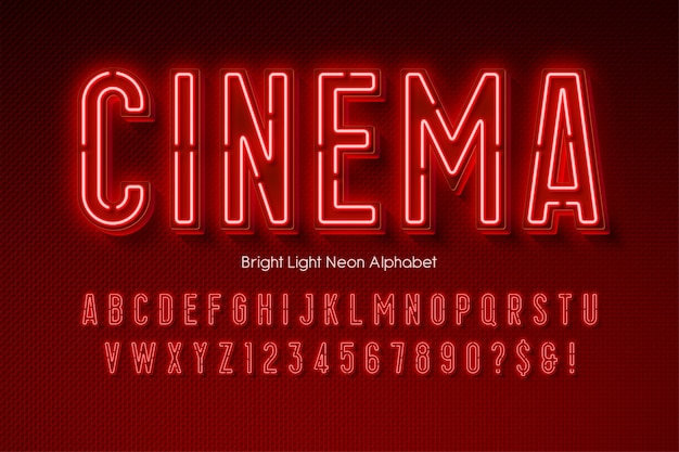 Neonlicht alfabet, extra gloeiend modern type.