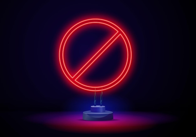 Neonlicht blacklist teken icoon gebruiker niet toegestaan symbool gloeiend grafisch ontwerp bakstenen muur vector