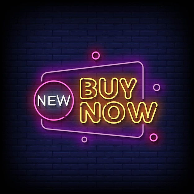 Neonreclame koop nu met Brick Wall Background Vector