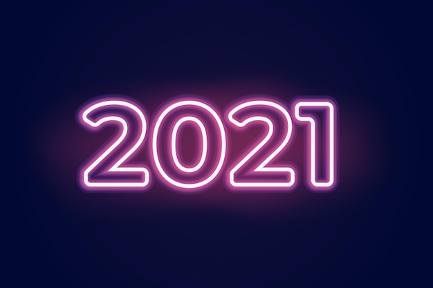 Neonreclame tekstbanner 2021. Vector illustrator